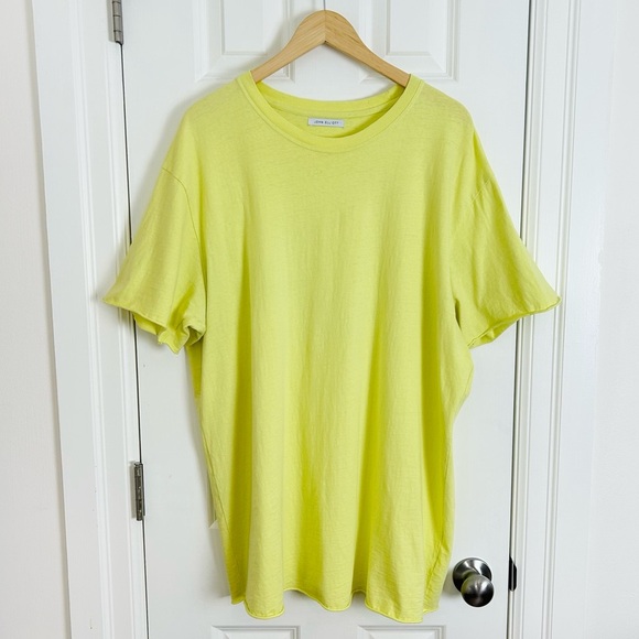 LAST CHANCE John Elliot Men’s Raw Hem Washed Neon Yellow Tee - Picture 1 of 6